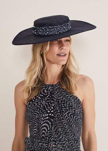 Phase Eight Navy Spotted Trim Boater Fascinator Hats Navy USA | 5489370-RW